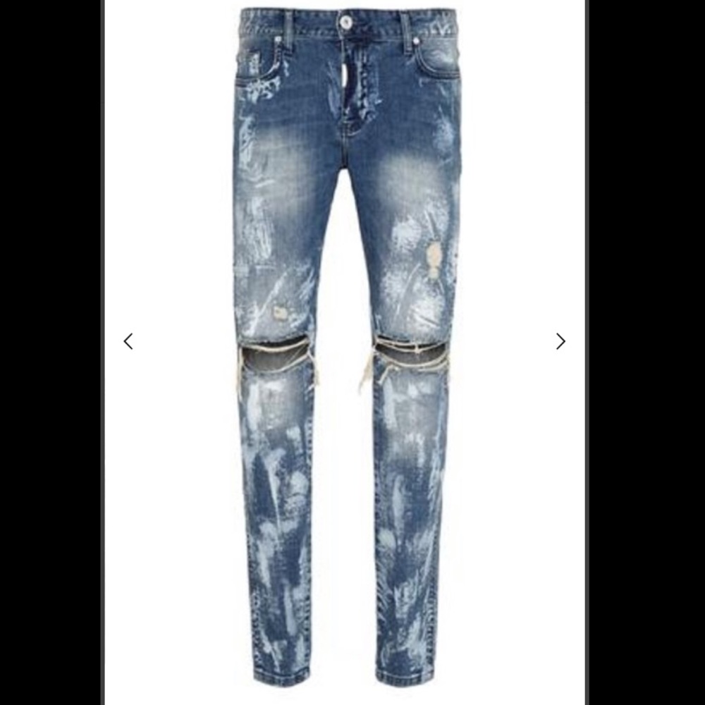 Represent distress splatter jeans